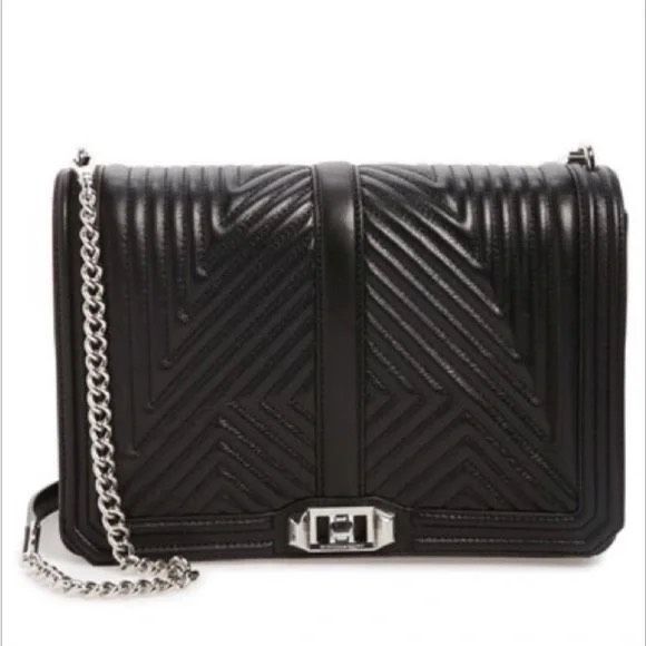 Rebecca Minkoff Handbags - Rebecca Minkoff Jumbo Geo Chevron Black Silver Love Crossbody Shoulder Bag